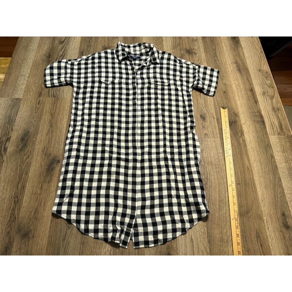 Madewell Shirt Dress Womens Size S Black White Gingham Plaid Button Up